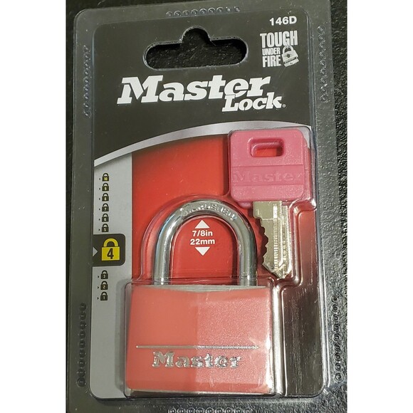 Master Lock 146D Covered Aluminum Keyed Padlock 1-9/16 inches Pink - NEW - Picture 1 of 2